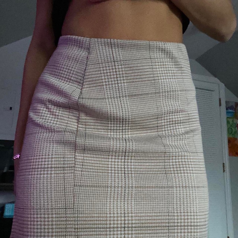 TAN BROWN PLAID MINI SKIRT 🧸
